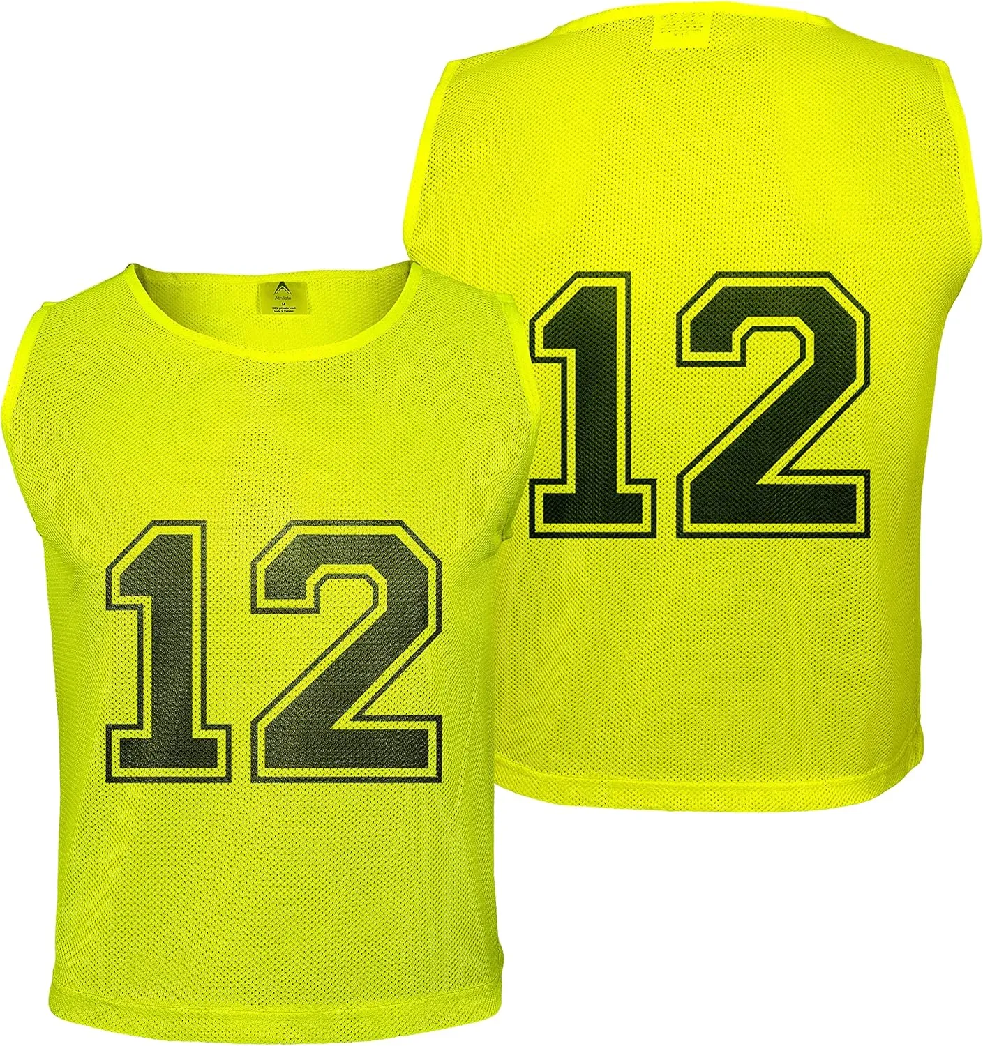 12 pcs Duramesh Pinnies/Scrimmage Vest - Kids Youth and Adult Pinnies, Numbered Penny Jerseys for Soccer