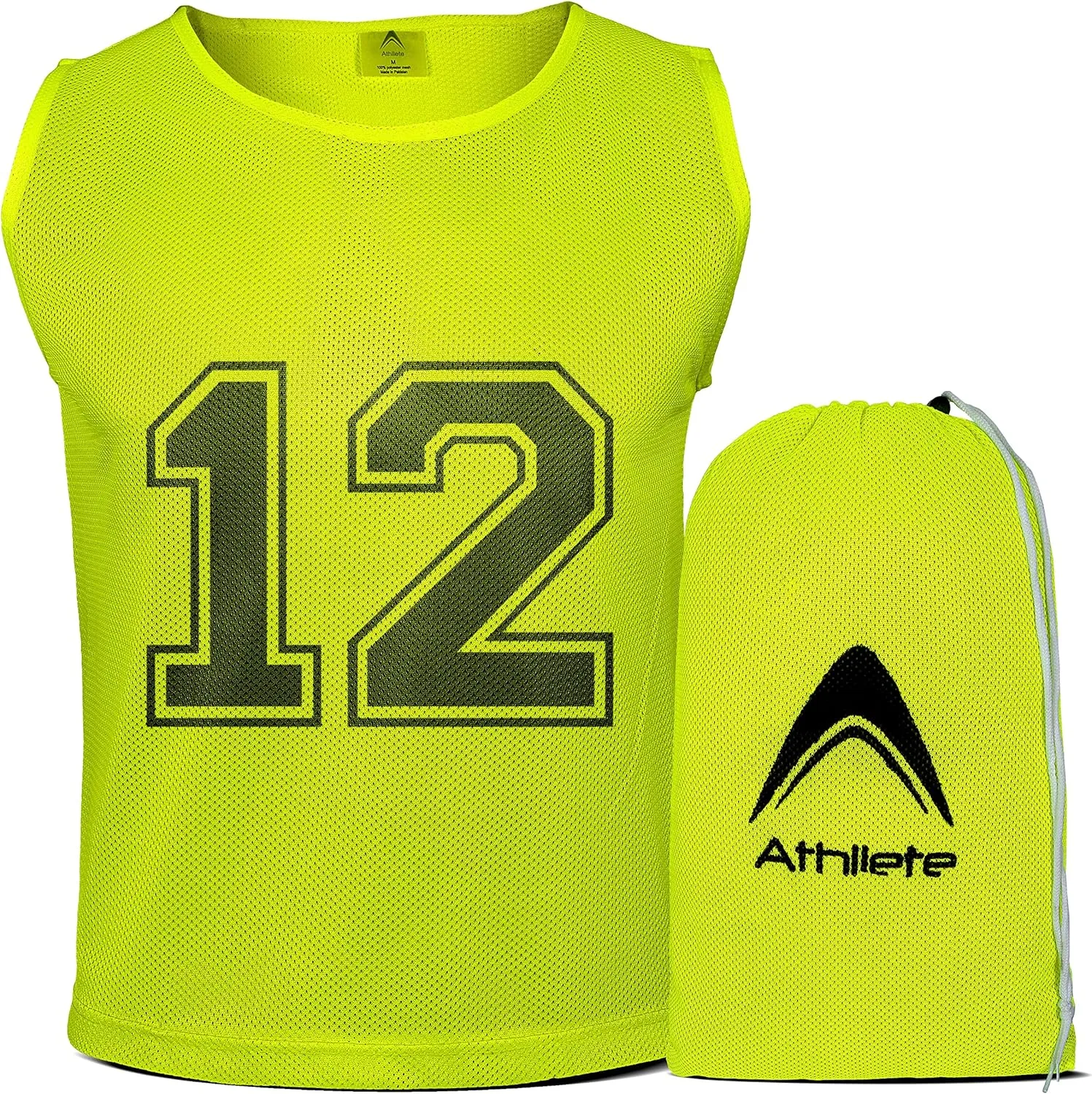 12 pcs Duramesh Pinnies/Scrimmage Vest - Kids Youth and Adult Pinnies, Numbered Penny Jerseys for Soccer