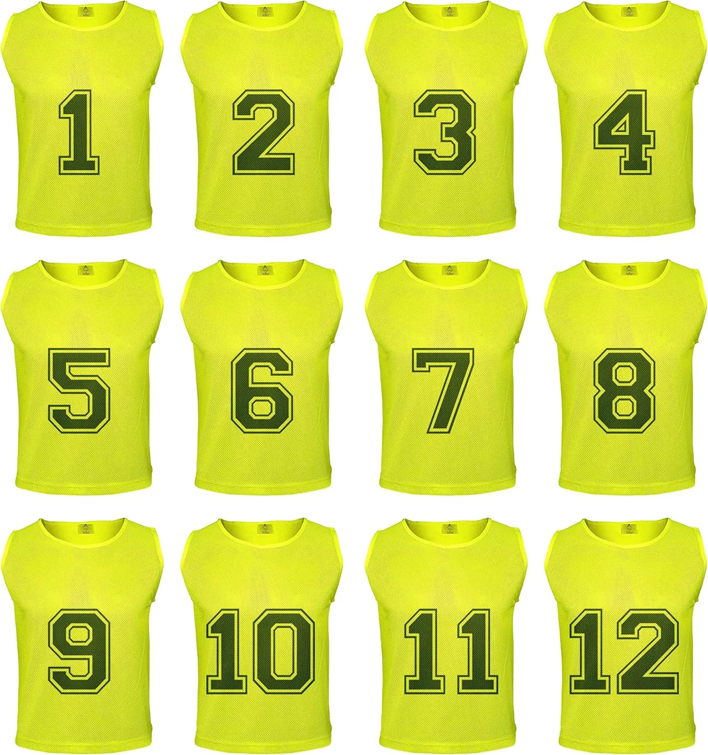 12 pcs Duramesh Pinnies/Scrimmage Vest - Kids Youth and Adult Pinnies, Numbered Penny Jerseys for Soccer