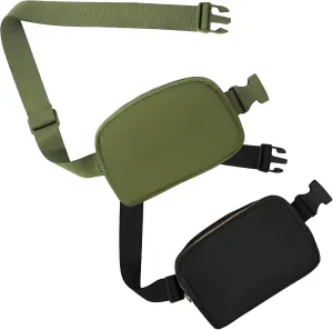 2 Packs Belt Bag For Women Crossbody Fanny Packs Fashion Waist Bag Waterproof Cute Purse Small for Travel Workout Running
