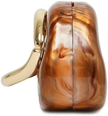 Acrylic Clutch Purse for Women Classic Round Acrylic Evening Handbag Vintage Metal Handlebars Bag for Wedding Party Prom