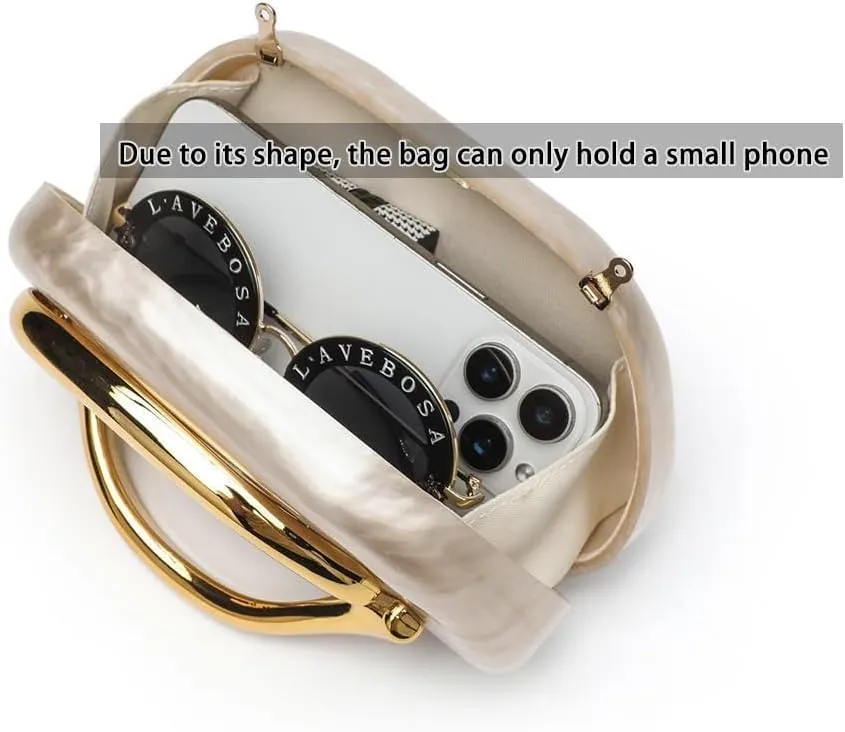 Acrylic Clutch Purse for Women Classic Round Acrylic Evening Handbag Vintage Metal Handlebars Bag for Wedding Party Prom