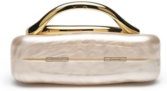 Acrylic Clutch Purse for Women Classic Round Acrylic Evening Handbag Vintage Metal Handlebars Bag for Wedding Party Prom