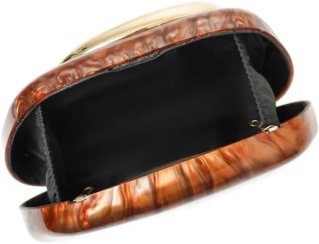 Acrylic Clutch Purse for Women Classic Round Acrylic Evening Handbag Vintage Metal Handlebars Bag for Wedding Party Prom