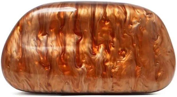 Acrylic Clutch Purse for Women Classic Round Acrylic Evening Handbag Vintage Metal Handlebars Bag for Wedding Party Prom