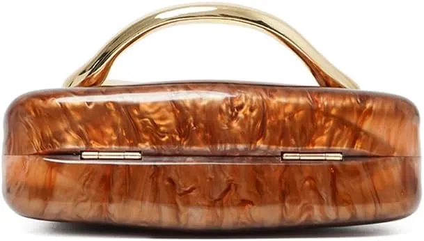Acrylic Clutch Purse for Women Classic Round Acrylic Evening Handbag Vintage Metal Handlebars Bag for Wedding Party Prom