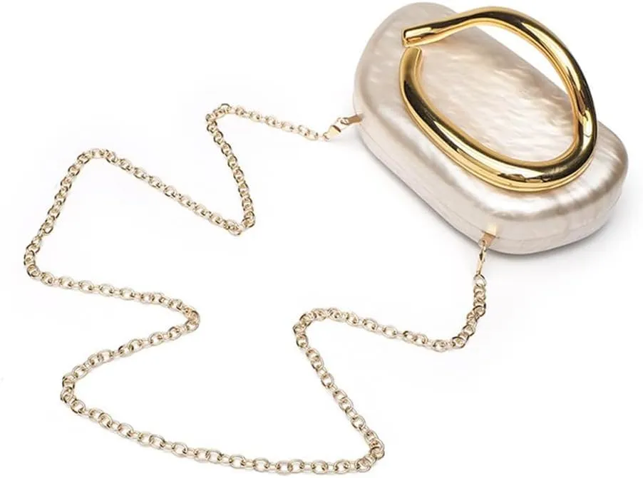 Acrylic Clutch Purse for Women Classic Round Acrylic Evening Handbag Vintage Metal Handlebars Bag for Wedding Party Prom