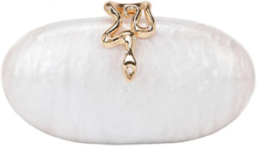 Acrylic Clutch Purse for Women Marbled Evening Shoulder Bag Snake Lock Handbag for Wedding Party Prom