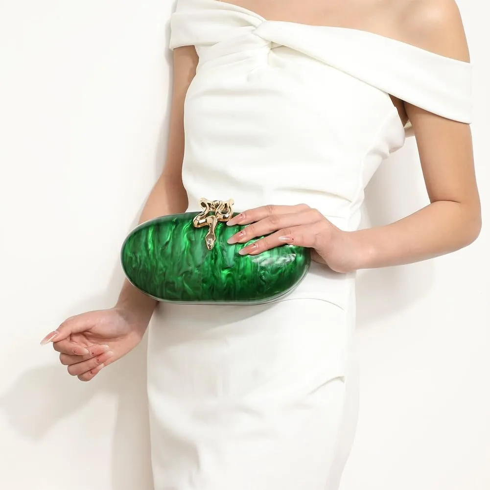 Acrylic Clutch Purse for Women Marbled Evening Shoulder Bag Snake Lock Handbag for Wedding Party Prom