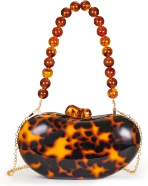 Acrylic Evening Bag Bean shape Crossbody Bag With Beads Handle Women Girls Clutch Purse For Wedding Evening Prom Party