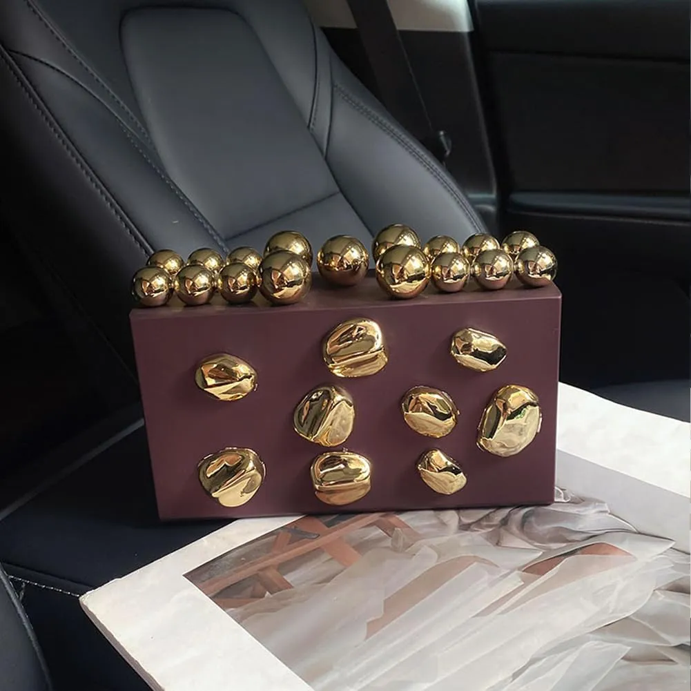 Acrylic Evening Clutch for Women Fashion Irregular Box Bag Purse with Gold Chain for Wedding Party Prom