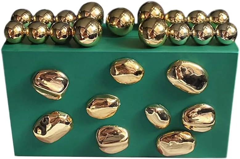 Acrylic Evening Clutch for Women Fashion Irregular Box Bag Purse with Gold Chain for Wedding Party Prom