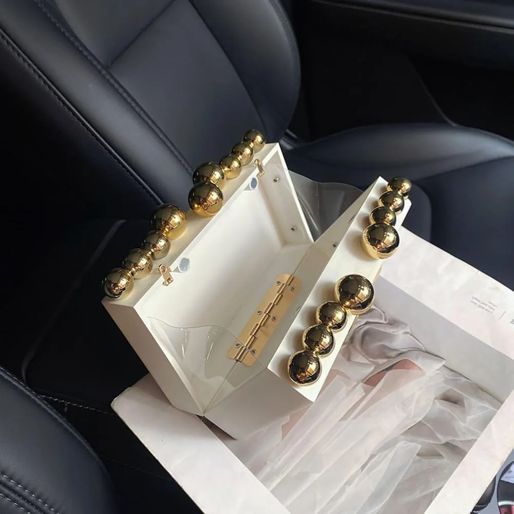 Acrylic Evening Clutch for Women Fashion Irregular Box Bag Purse with Gold Chain for Wedding Party Prom