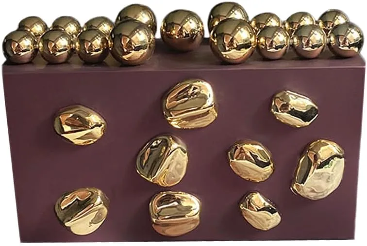 Acrylic Evening Clutch for Women Fashion Irregular Box Bag Purse with Gold Chain for Wedding Party Prom