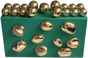 Acrylic Evening Clutch for Women Fashion Irregular Box Bag Purse with Gold Chain for Wedding Party Prom