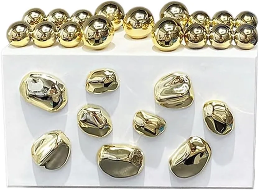 Acrylic Evening Clutch for Women Fashion Irregular Box Bag Purse with Gold Chain for Wedding Party Prom