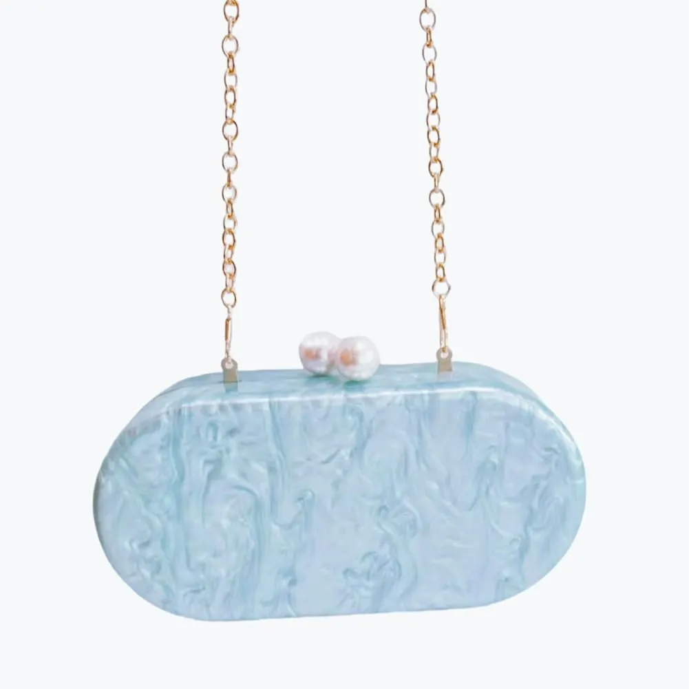 Acrylic Evening Clutch for Women Irregular Shell Acrylic Purse Vintage Marble Bag for Wedding Party Prom