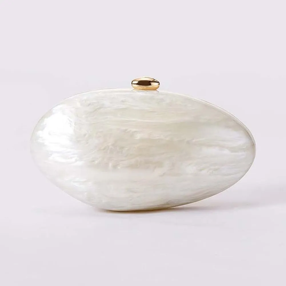 Acrylic Evening Clutch for Women Irregular Shell Acrylic Purse Vintage Marble Evening Bag for Wedding Party Prom