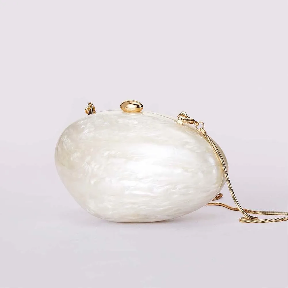 Acrylic Evening Clutch for Women Irregular Shell Acrylic Purse Vintage Marble Evening Bag for Wedding Party Prom