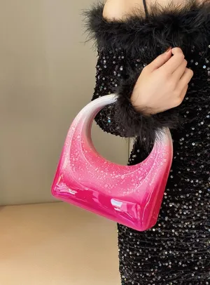 Acrylic Handbags for Women Cute Small Mirror Square Box Metal Evening Clutch Purse Top Handle Bag for Party Cocktail