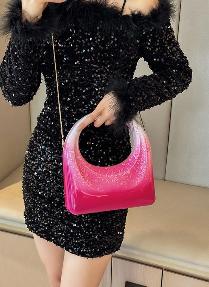 Acrylic Handbags for Women Cute Small Mirror Square Box Metal Evening Clutch Purse Top Handle Bag for Party Cocktail