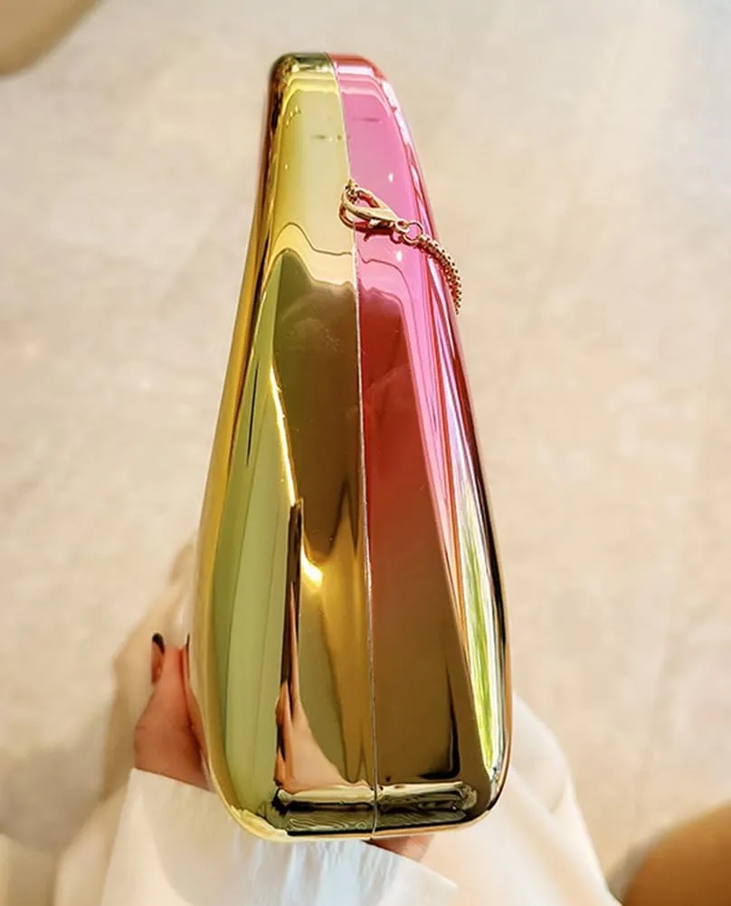 Acrylic Handbags for Women Cute Small Mirror Square Box Metal Evening Clutch Purse Top Handle Bag for Party Cocktail