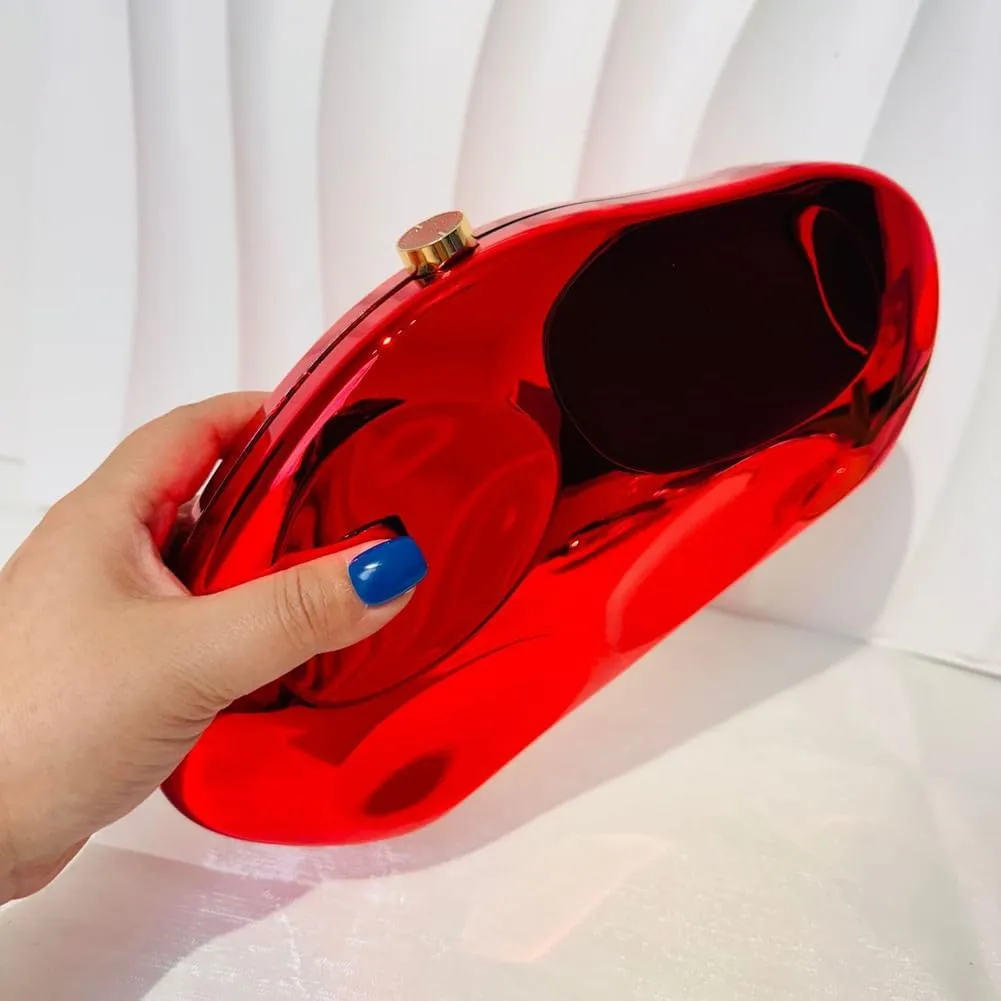 Acrylic Shell Clutch Purse for Women Metallic Evening Bag Large Designer Acrylic Handbag for Wedding Party Prom