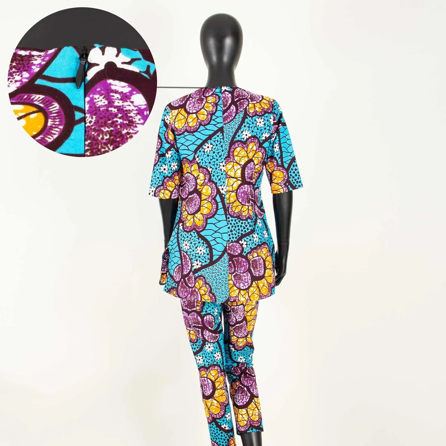 African Suits for Women Anakra Print Half Sleeve Top and Pants 2 Piece Set Outfits Dashiki Casual Tracksuit