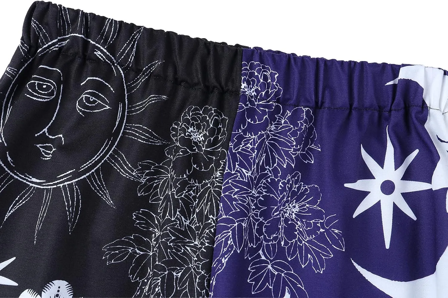 Amuver Women's Boho Hippie Harem Pants High Smocked Waist Printed Patchwork Sweatpants Yoga 90S Goth Baggy Casual Trousers