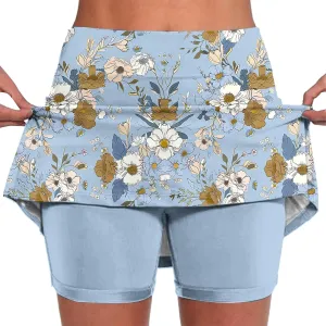 Athletic Skort for Women Summer Boho Floral Print Mini Skirts with Built in Shorts High Waist Workout Shorts
