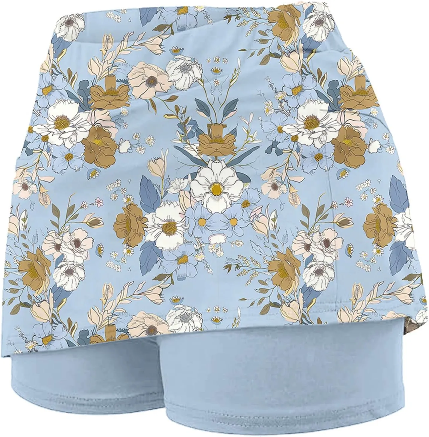 Athletic Skort for Women Summer Boho Floral Print Mini Skirts with Built in Shorts High Waist Workout Shorts