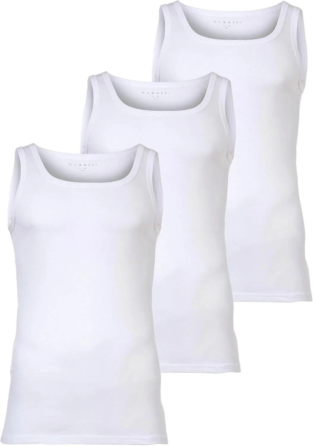 bugatti Men's Vests Pack of 3 - Fine Rib Cotton Plain