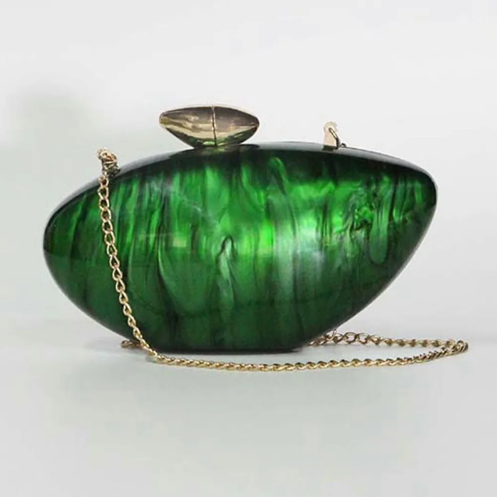 Caistre Acrylic Clutch Purse for Women Shell Shape Acrylic Evening Bag Handbag Trendy Chain Evening Handbag Shoulder Purse