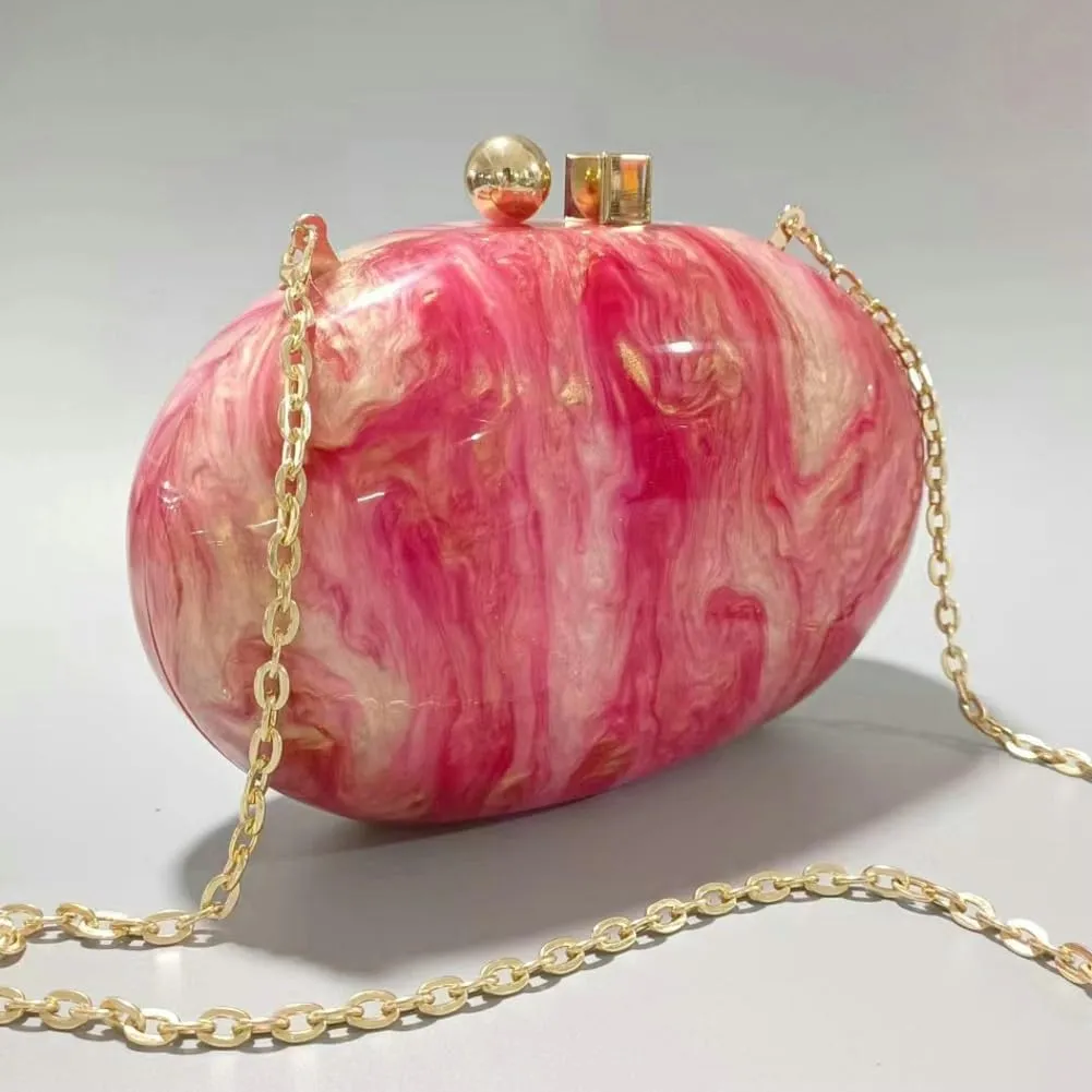 Caistre Acrylic Clutch Purse for Women Shell Shape Acrylic Evening Bag Handbag Trendy Chain Evening Handbag Shoulder Purse