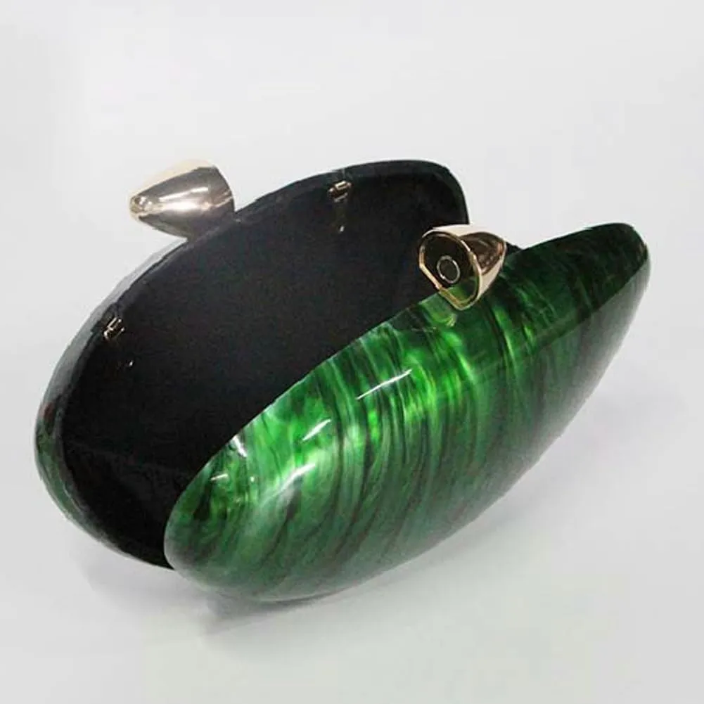Caistre Acrylic Clutch Purse for Women Shell Shape Acrylic Evening Bag Handbag Trendy Chain Evening Handbag Shoulder Purse