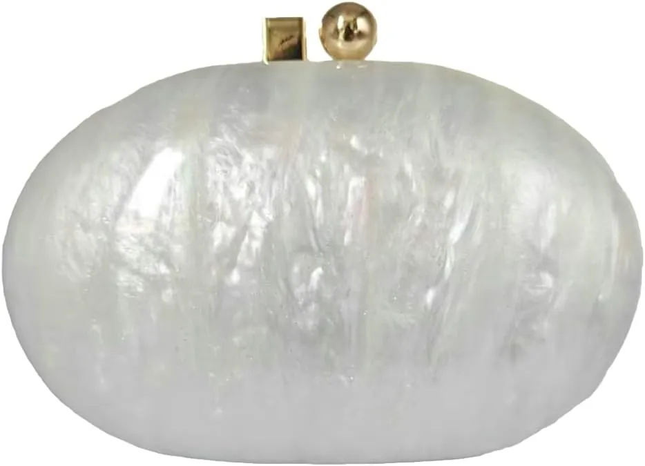 Caistre Acrylic Clutch Purse for Women Shell Shape Acrylic Evening Bag Handbag Trendy Chain Evening Handbag Shoulder Purse