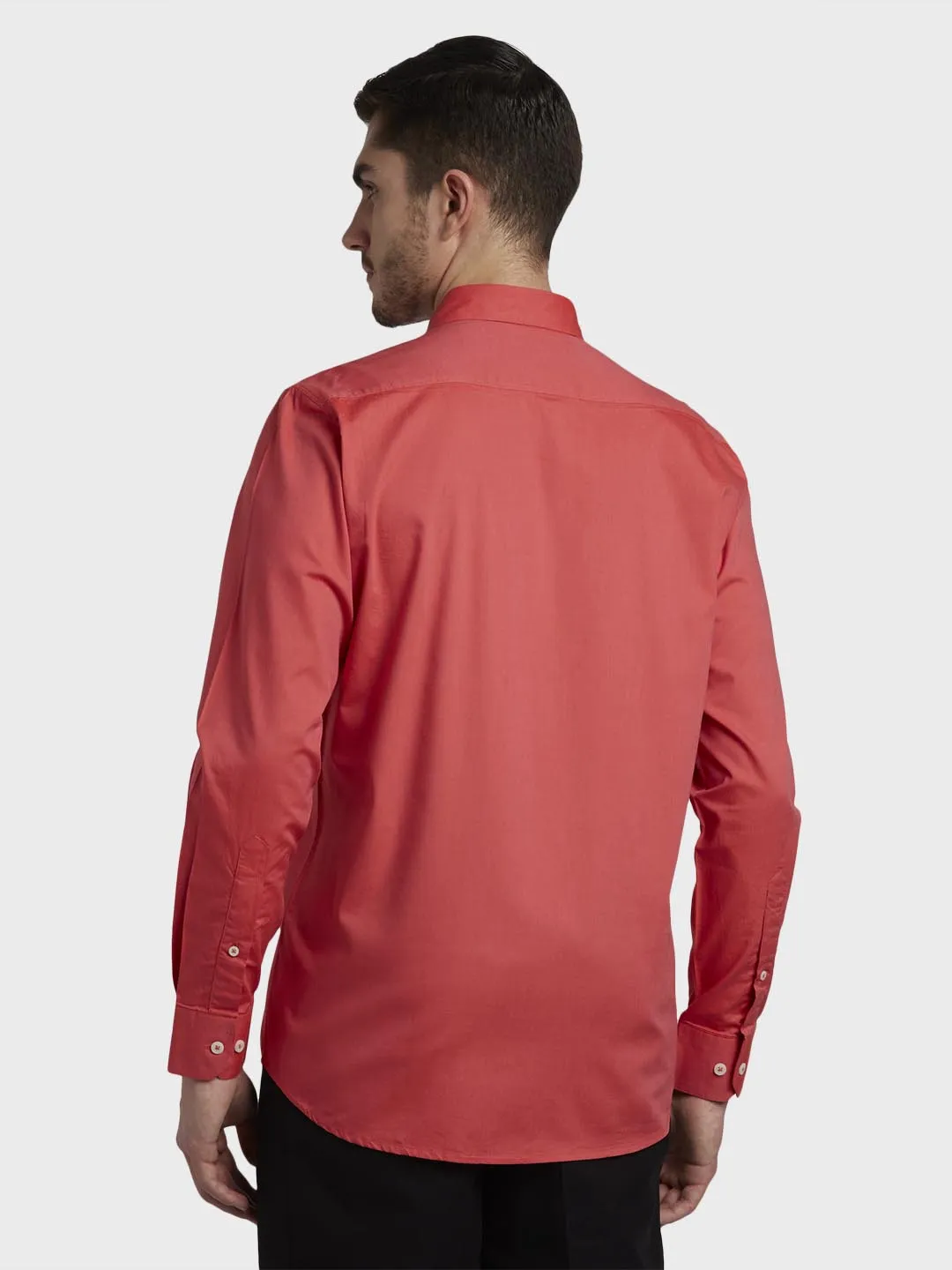 Colorplus Men Orange Solid Tailored Fit Cotton Casual Shirt