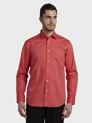Colorplus Men Orange Solid Tailored Fit Cotton Casual Shirt