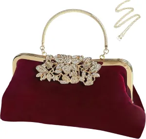 Comeon Womens Rhinestone Evening Clutch Bags Sparkling Crystal Diamond Party Handbags Velvet Wedding Cocktail Formal Purses