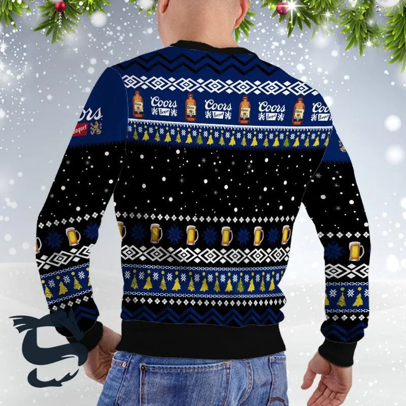Coors Banquet Santa Reindeer Snowflake Christmas Sweater