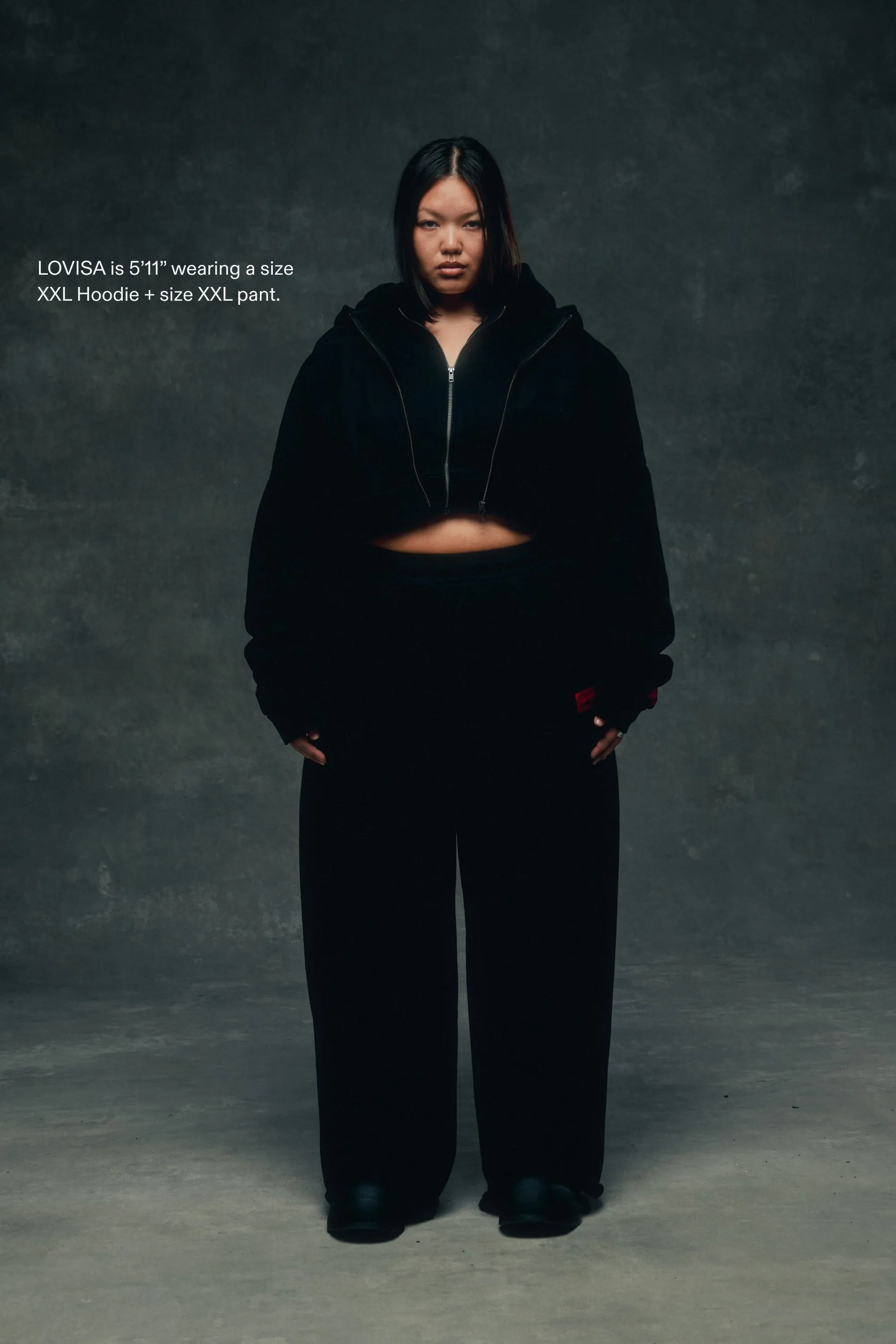Cropped Zip Hoodie (Black)