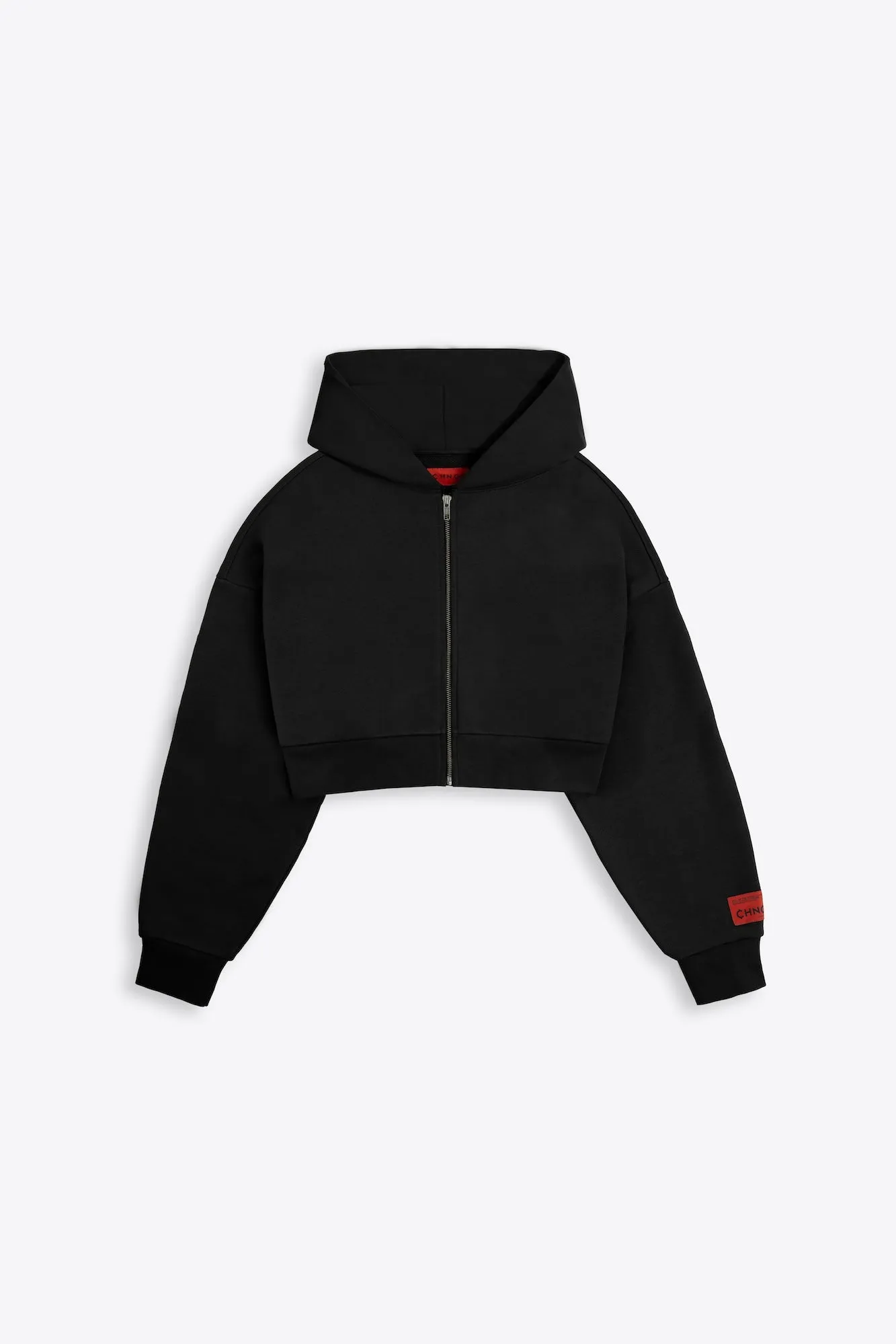 Cropped Zip Hoodie (Black)