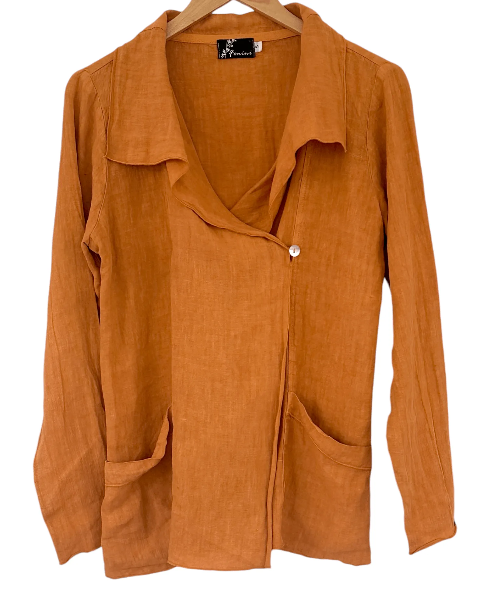 Dark Autumn Squash Blossom Linen Drape Jacket