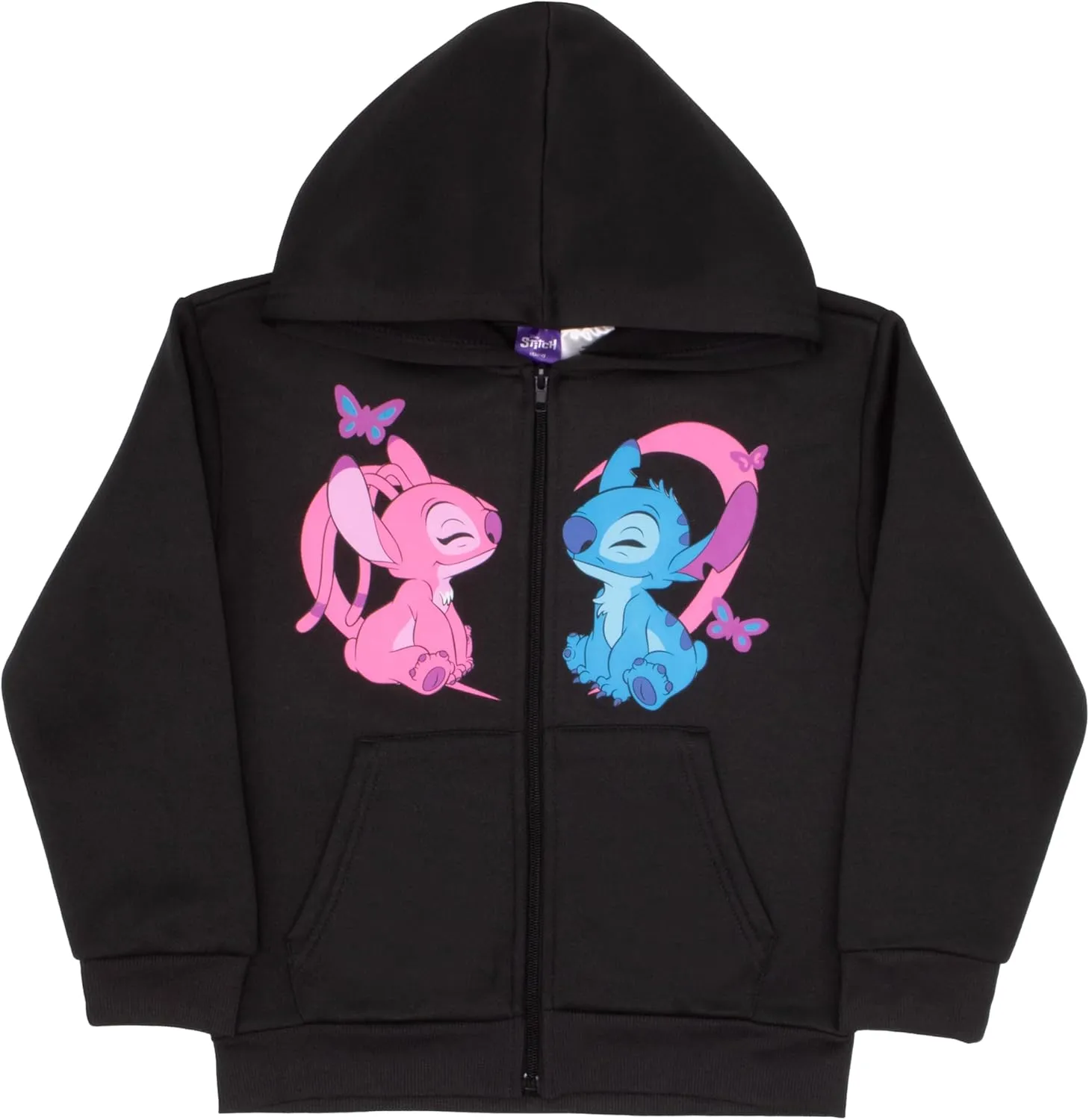 Disney Lilo & Stitch Girl's 2-Piece Fleece Set - Stitch Hooded Sweatshirt and Joggers Bundle for Kids