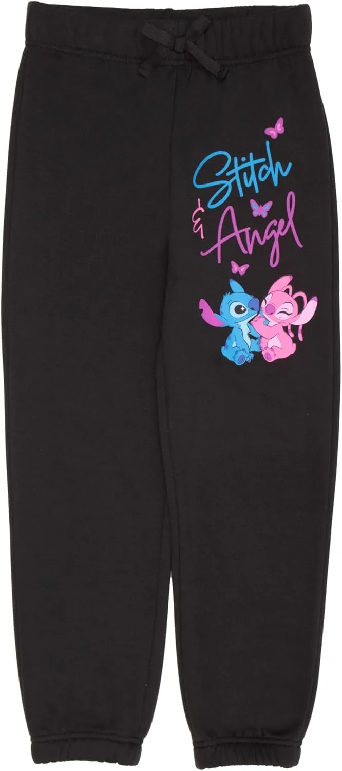 Disney Lilo & Stitch Girl's 2-Piece Fleece Set - Stitch Hooded Sweatshirt and Joggers Bundle for Kids
