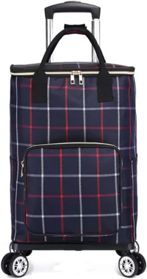 Foldable Utility Cart Portable with 4 Rotate Wheels Grocery Shopping Zipper Shopping Bag (GZ)