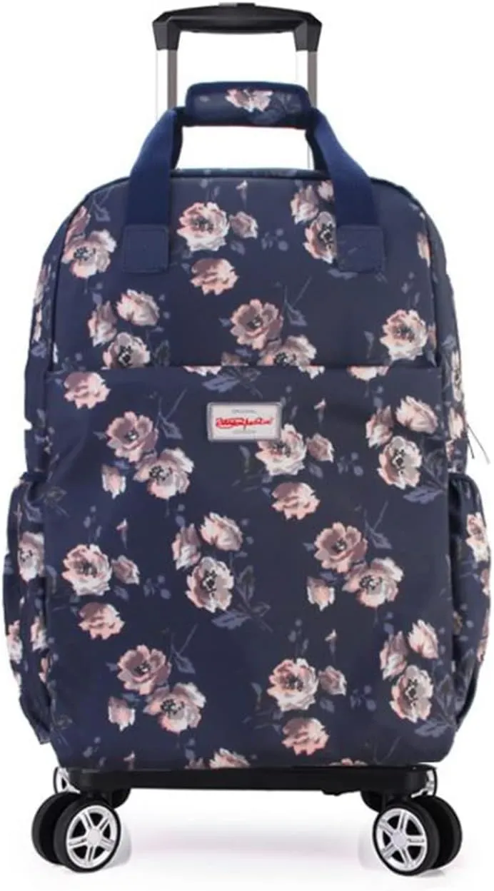 Foldable Utility Cart Shopping Bag with 4 Wheels (Blue rose20, Blarose