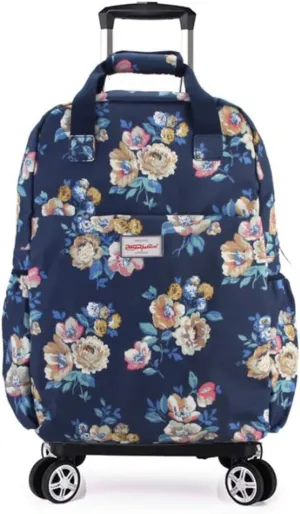 Foldable Utility Cart Shopping Bag with 4 Wheels (Blue rose20