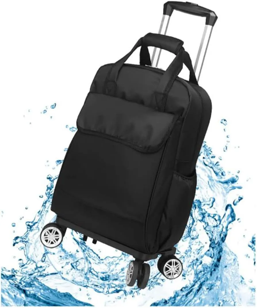 Foldable Utility Cart Shopping Bag with 4 Wheels (Blue rose20