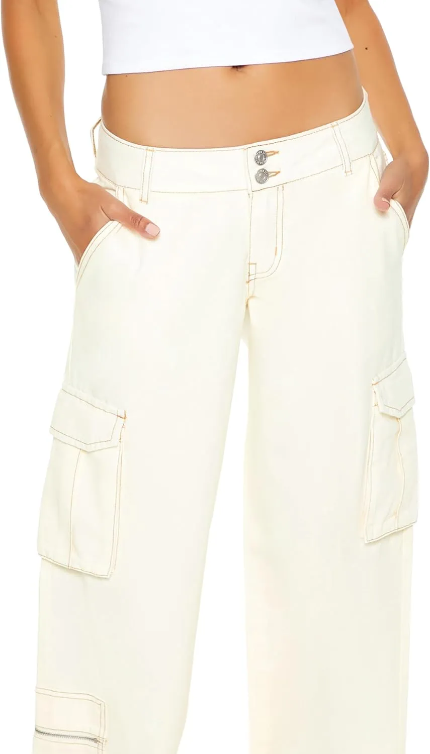 Forever 21 Women's Twill Wide-Leg Cargo Pants